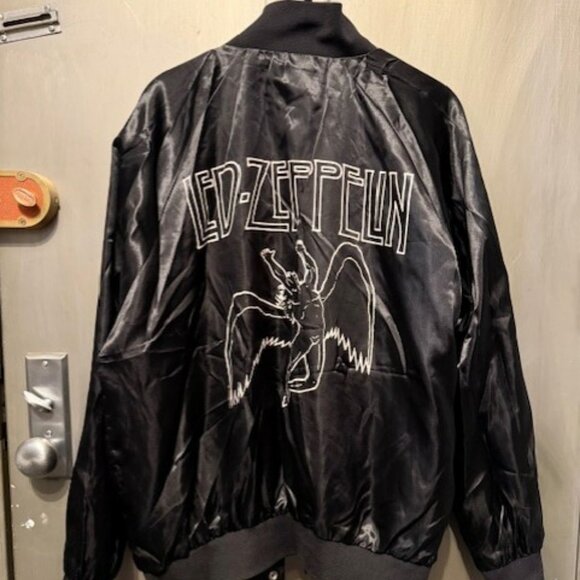 Retro Led Zeppelin Rare Limited Edition Black Satin Bomber / Varsity Tour Jacket - Picture 6 of 16